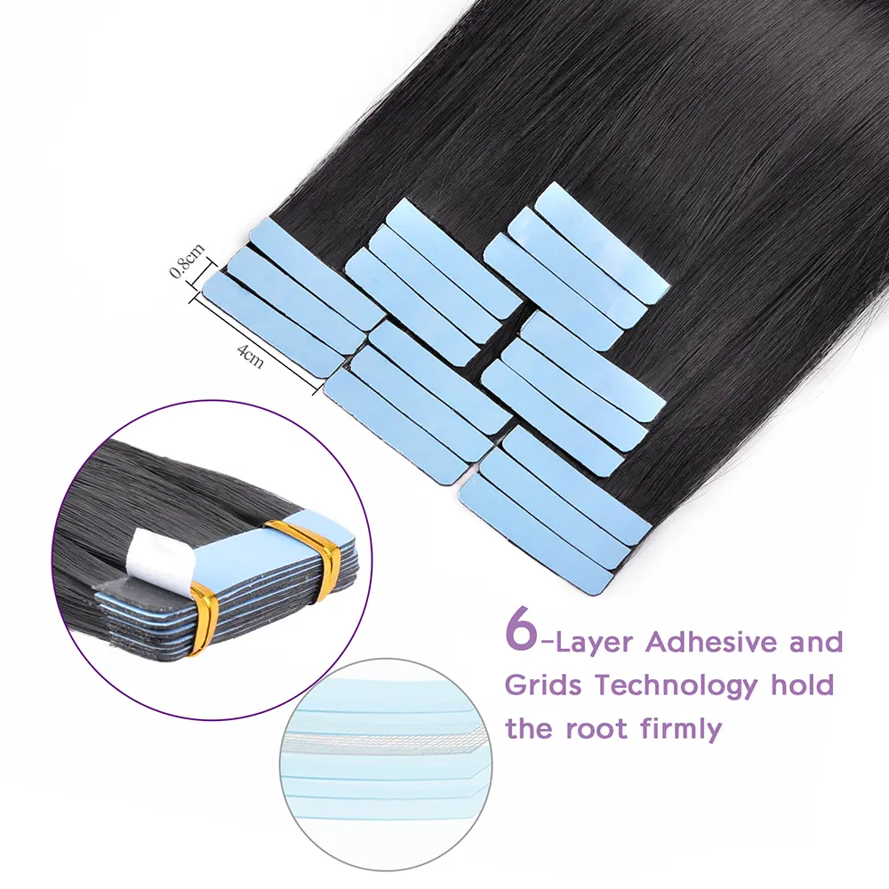 Synthetic Straight Tape In Hair Extensions 10pcs Natural Hair Extension 24inch For Women Invisible Double Sided Free Style