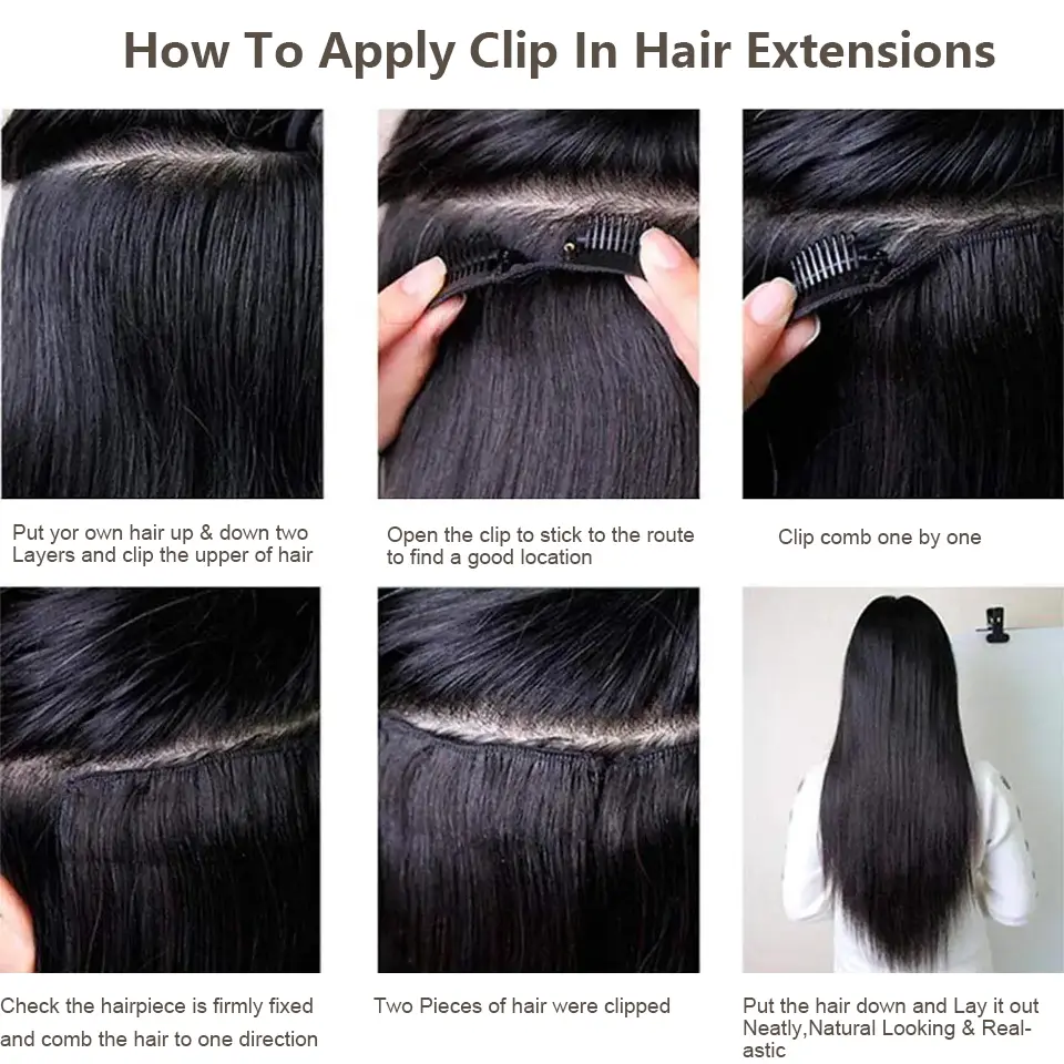 Gray Mixed Clip In Hair Extensions 4Pcs/lot Heat Resistant Soft Natural Bio Human-Like Matte Color Straight Hairpiece For Women