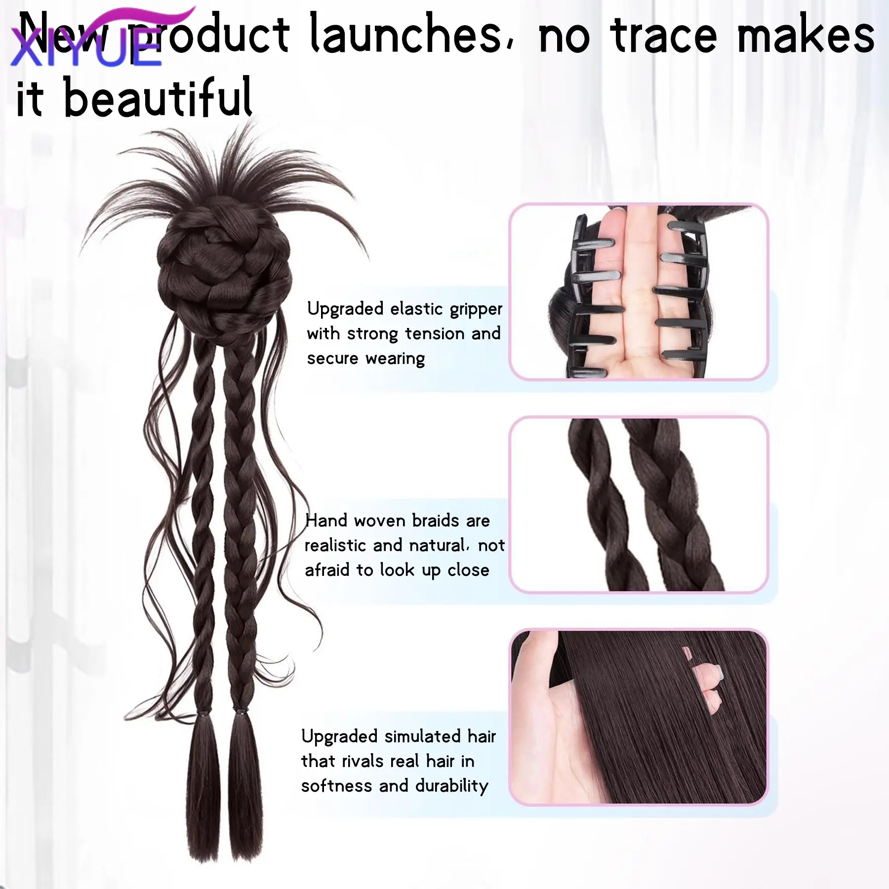 Stable Twist Boxing Braid Hair Claw INC Style Trendy Girl Hair Women's clip-on Synthetic wig flower bud head twist braid natural