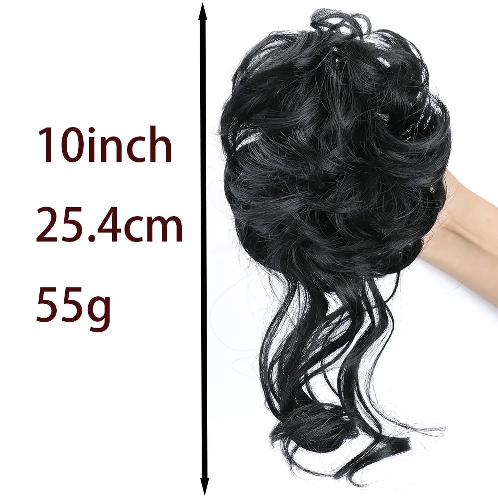 Synthetic Chignon Messy Bun Claw Clip in Hair Piece Wavy Curly Hair Bun Ponytail Extensions Scrunchie Hairpieces for Women