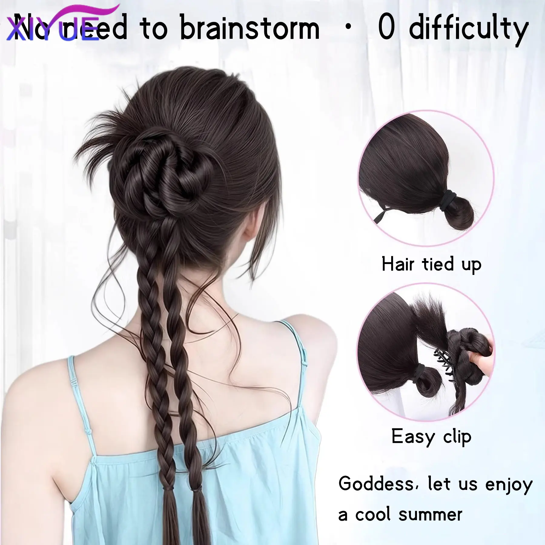 Stable Twist Boxing Braid Hair Claw INC Style Trendy Girl Hair Women's clip-on Synthetic wig flower bud head twist braid natural