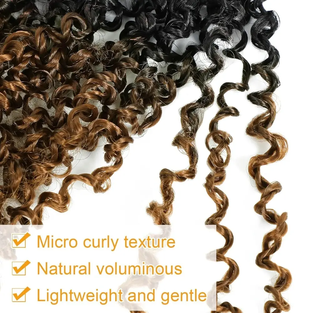 12inch Synthetic Yanky Twist Crochet Braids Spring Twist Hair Pre-looped Bohemian Crochet Braids with Curly Ends for Black Women