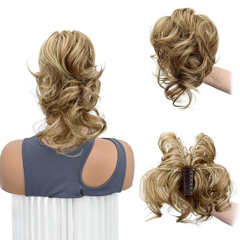Synthetic Claw Clip Short Ponytail Chignon Fluffy Messy Hair Bun Clip in Hairtail Extensions Natural Hairpieces Women