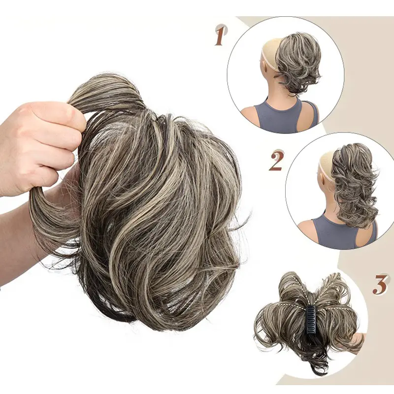 Synthetic Claw Clip Short Ponytail Chignon Fluffy Messy Hair Bun Clip in Hairtail Extensions Natural Hairpieces Women