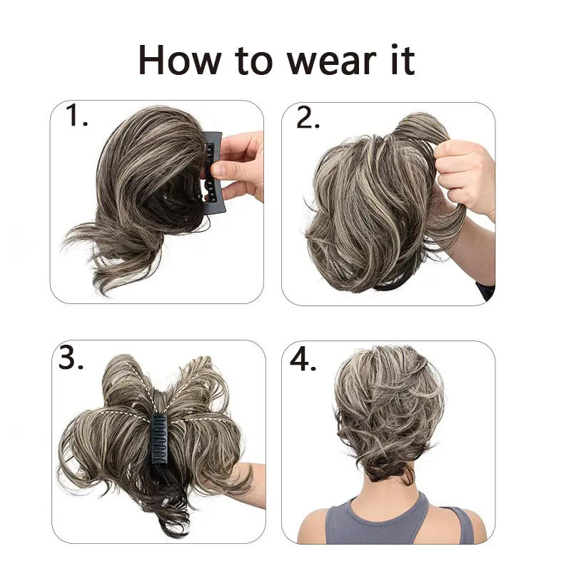 Synthetic Claw Clip Short Ponytail Chignon Fluffy Messy Hair Bun Clip in Hairtail Extensions Natural Hairpieces Women