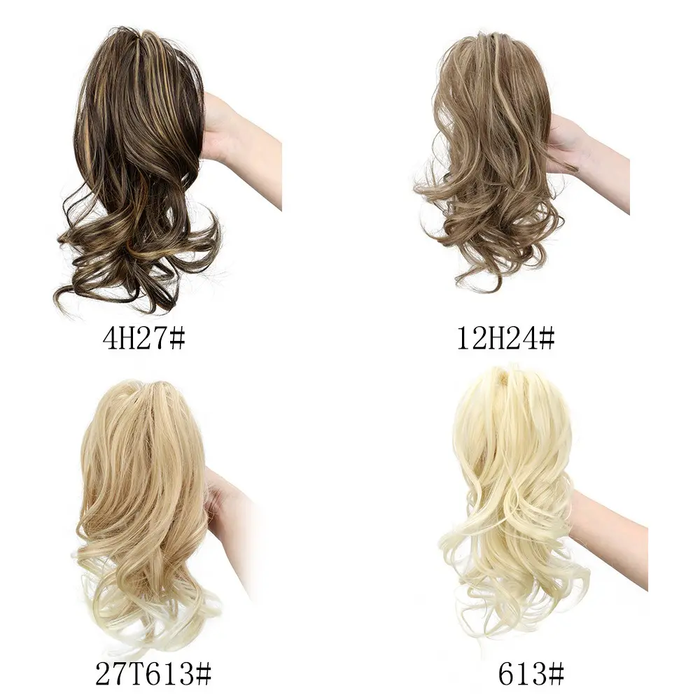 H&STAR 12Inch Synthetic Ponytail Extension Hairpiece Short Curly Claw Clip For Women Heat Resistant Pony Tail Clip Fake Hair