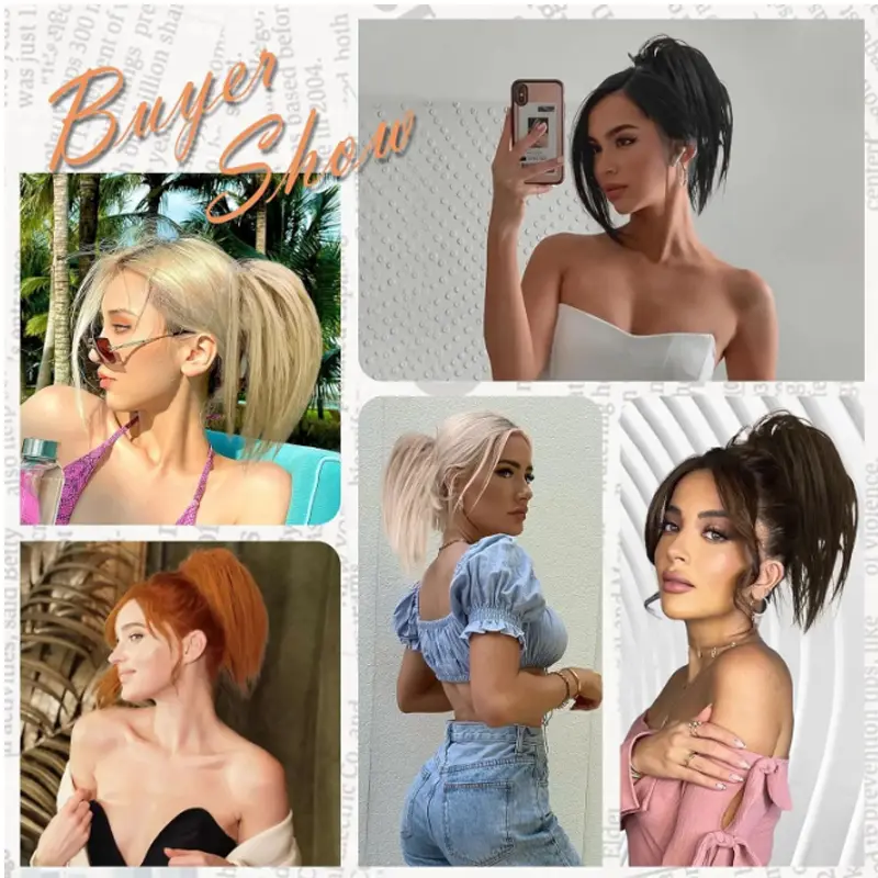 Synthetic Straight Claw Clip Chignon Fluffy  Messy Hair Bun Clip in Hairtail Extensions Natural Hairpieces for Women