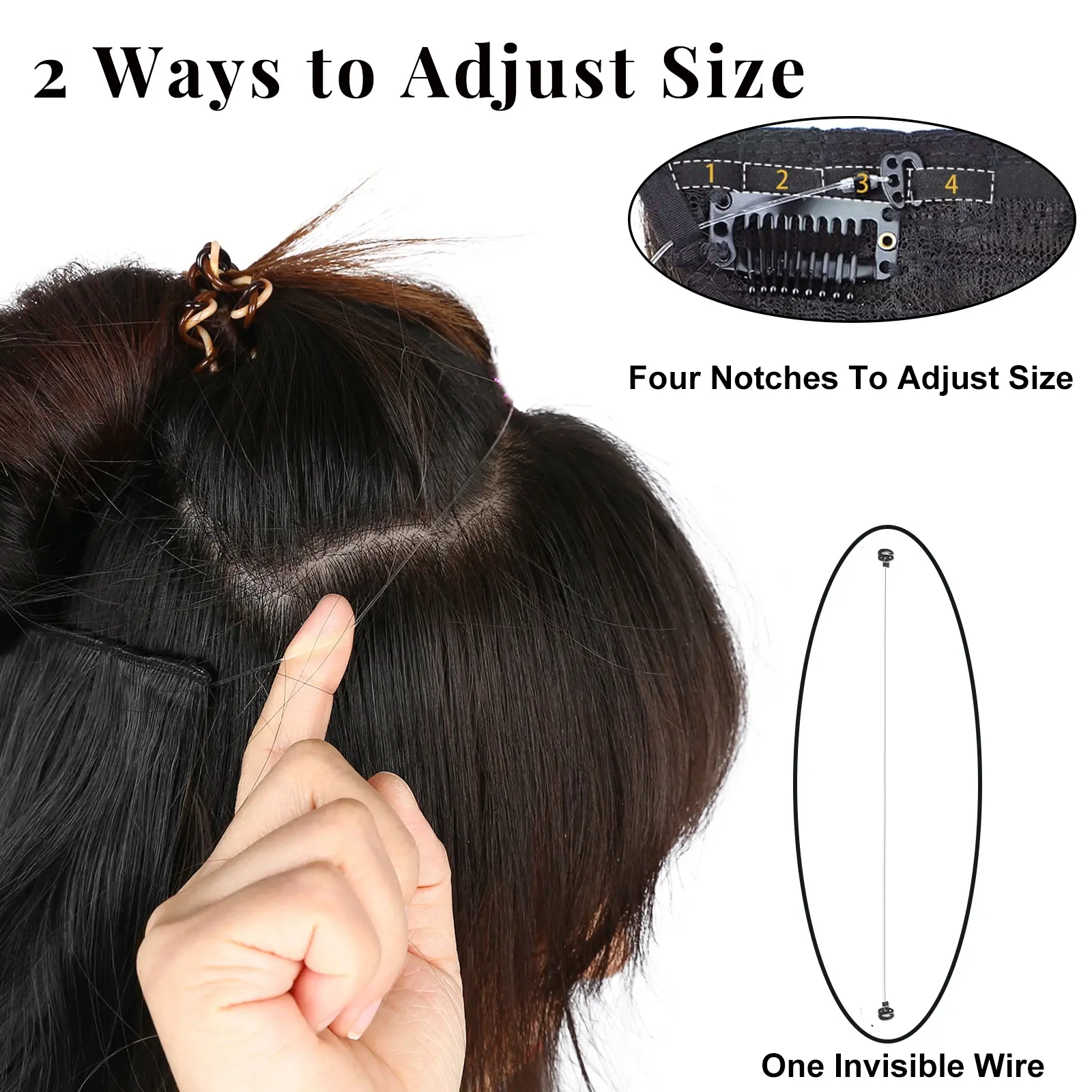Synthetic Invisible Wire Hair Extensions Long 4 Clips In Wave Curly Hairpiece For Women 20Inch Secret Fish Line Hair Extensions