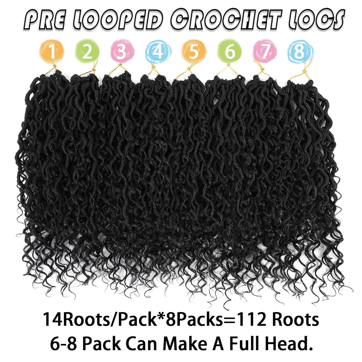 14"Faux Locs Crochet Hair 8Packs Pre Looped Goddess Locs Crochet Hair With Curly End Boho Synthetic Crochet Hair For Black Women