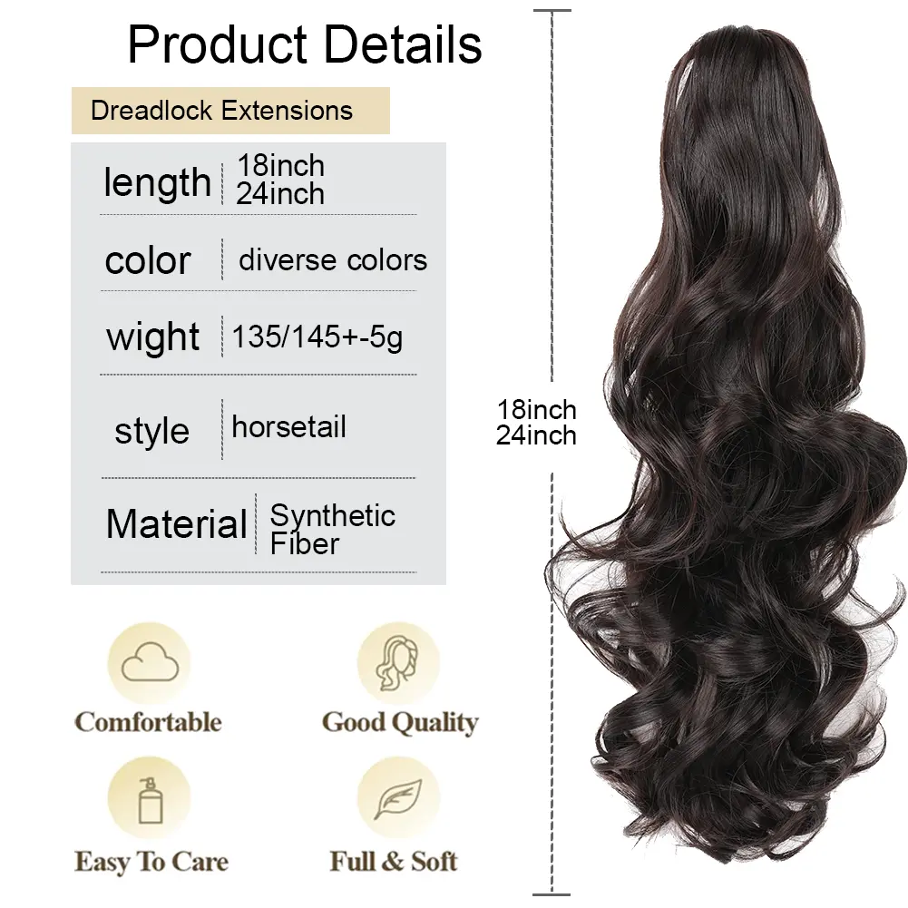 Claw Clip Ponytail Extension 18"&24 Clip in Wavy Synthetic Ponytail Hair Extensions Long Pony Tails for Women Extensions