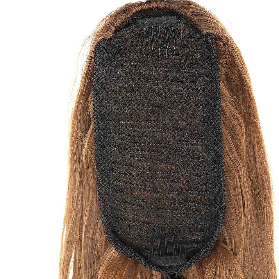 Ponytail Extensions 26 Inch Long Natural Wavy Drawstring Straight Hair Fake Tail Synthetic Hairpiece for Women Daily Use party