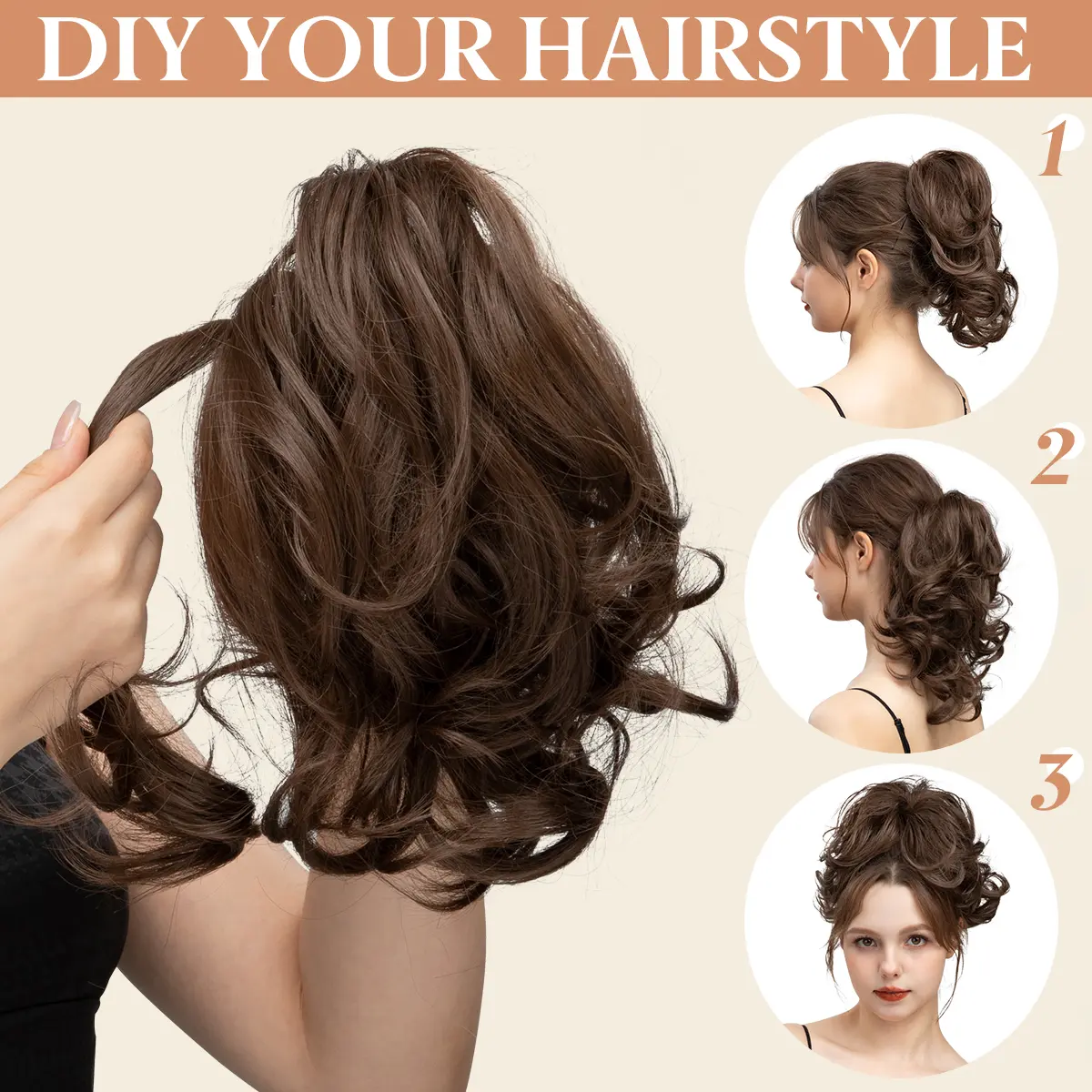 Synthetic Diy Claw Clip In Ponytail Hair Extensions Hairpiece Hair Bun Fake Black Blonde Natural Hair False Pigtail for Women