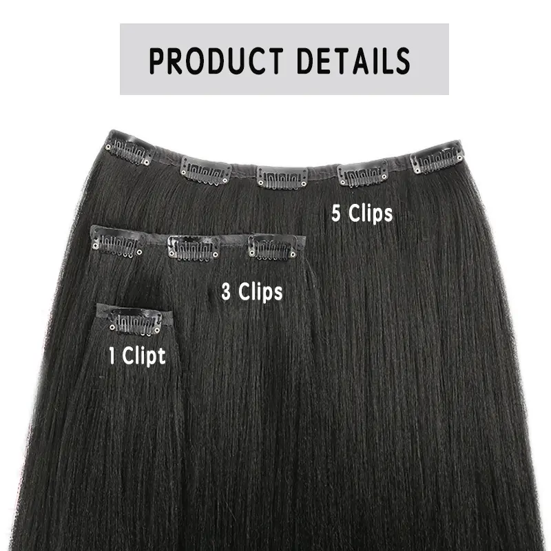 SHANGKE Synthetic Long Straight Clip In Hair Extensions False Hair Straight Black Hairpiece For Women Heat Resistant Fiber