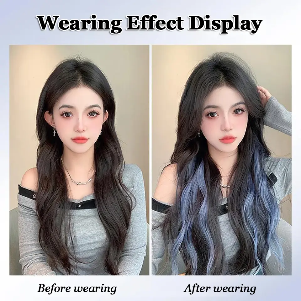 Synthetic 4 Clip In Hair Extensions Long Wavy Hairstyle Hairpiece Black Brown Blonde 50CM/60CM Natural Fake Hair For Women