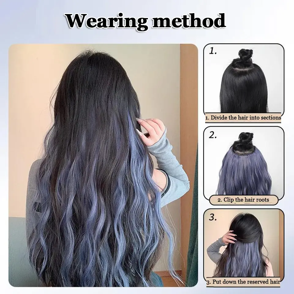 Synthetic 4 Clip In Hair Extensions Long Wavy Hairstyle Hairpiece Black Brown Blonde 50CM/60CM Natural Fake Hair For Women