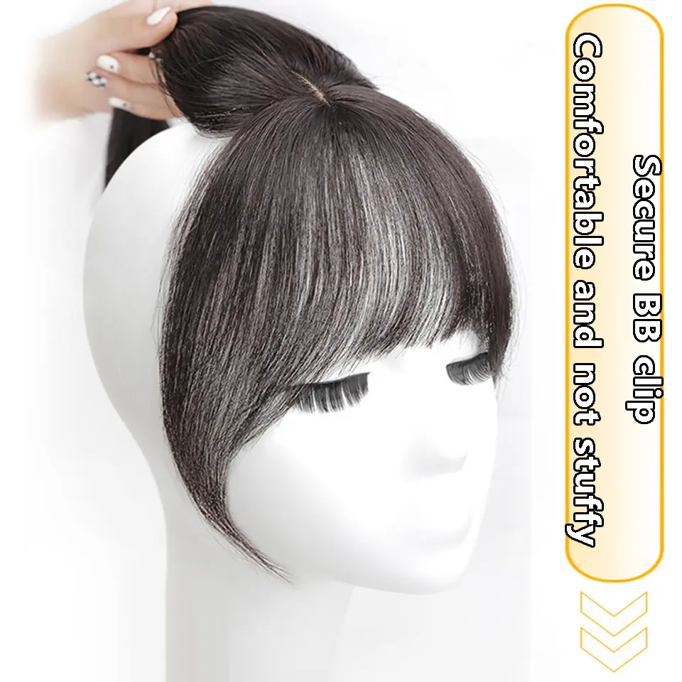 Synthetic Topper Hairpiece False Bang Clip-In Bangs Extension Natural Fake Fringe Invisible Clourse Hairpiece for Women