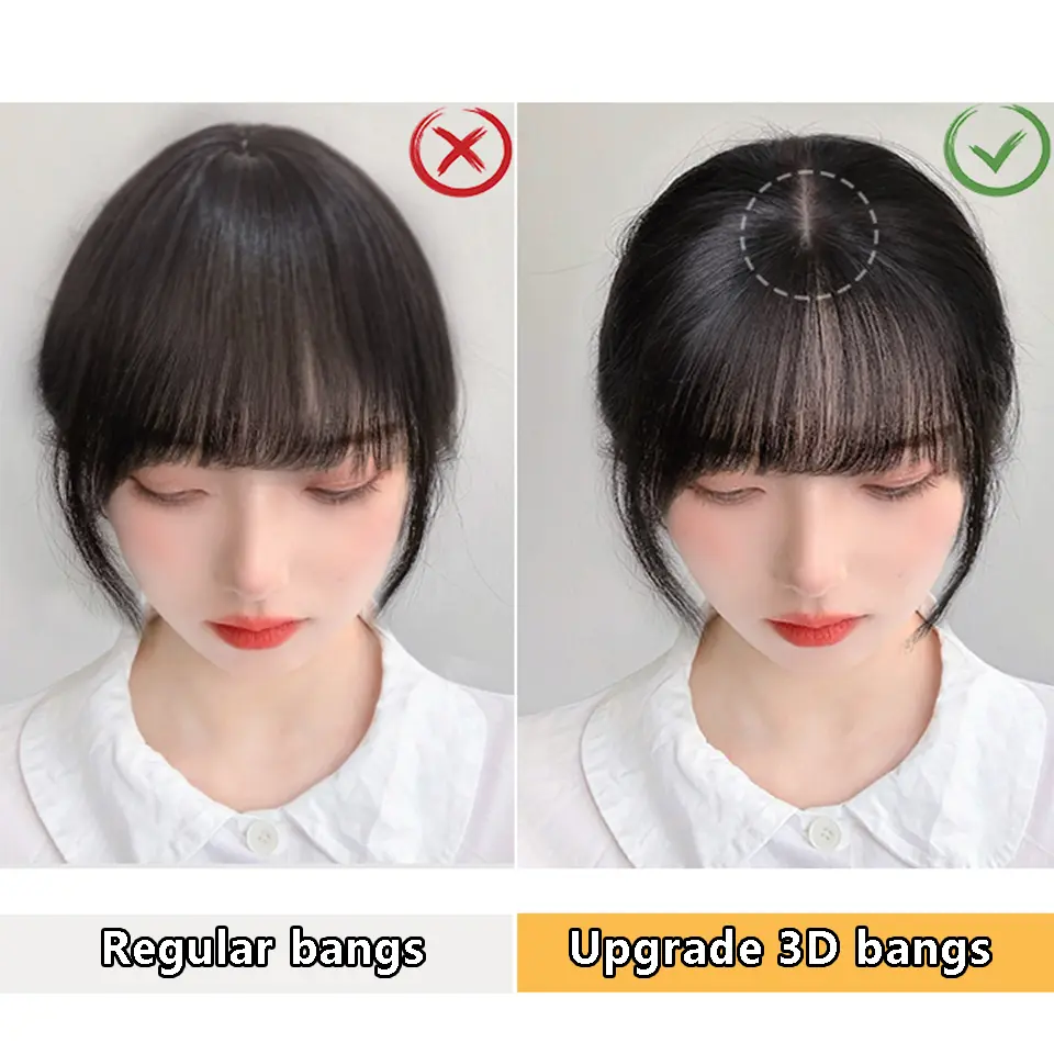 Synthetic Topper Hairpiece False Bang Clip-In Bangs Extension Natural Fake Fringe Invisible Clourse Hairpiece for Women