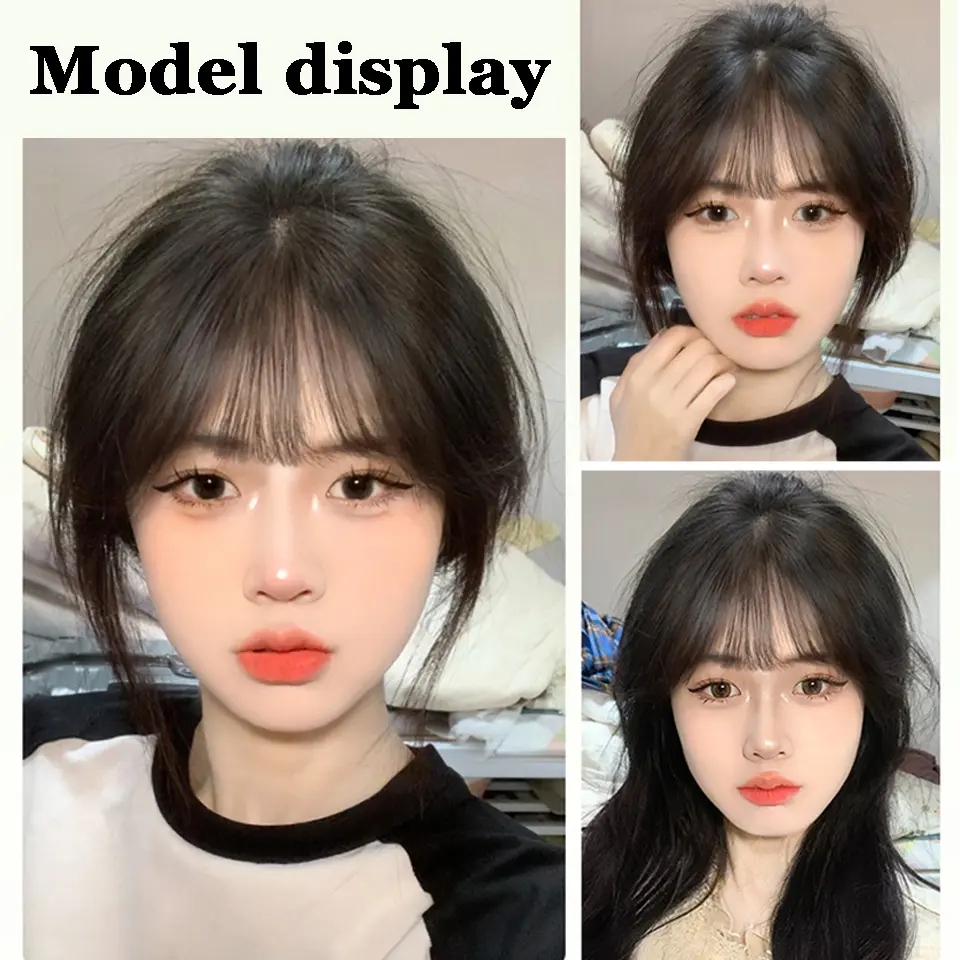 Synthetic Topper Hairpiece False Bang Clip-In Bangs Extension Natural Fake Fringe Invisible Clourse Hairpiece for Women