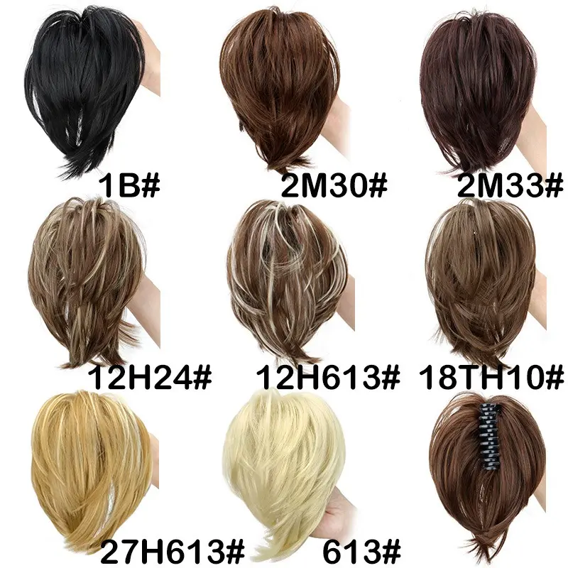 Synthetic Messy Bun Hair Piece Claw Clip in  Piece  Curly Short High Ponytail Extension Tousled Updo For Girls