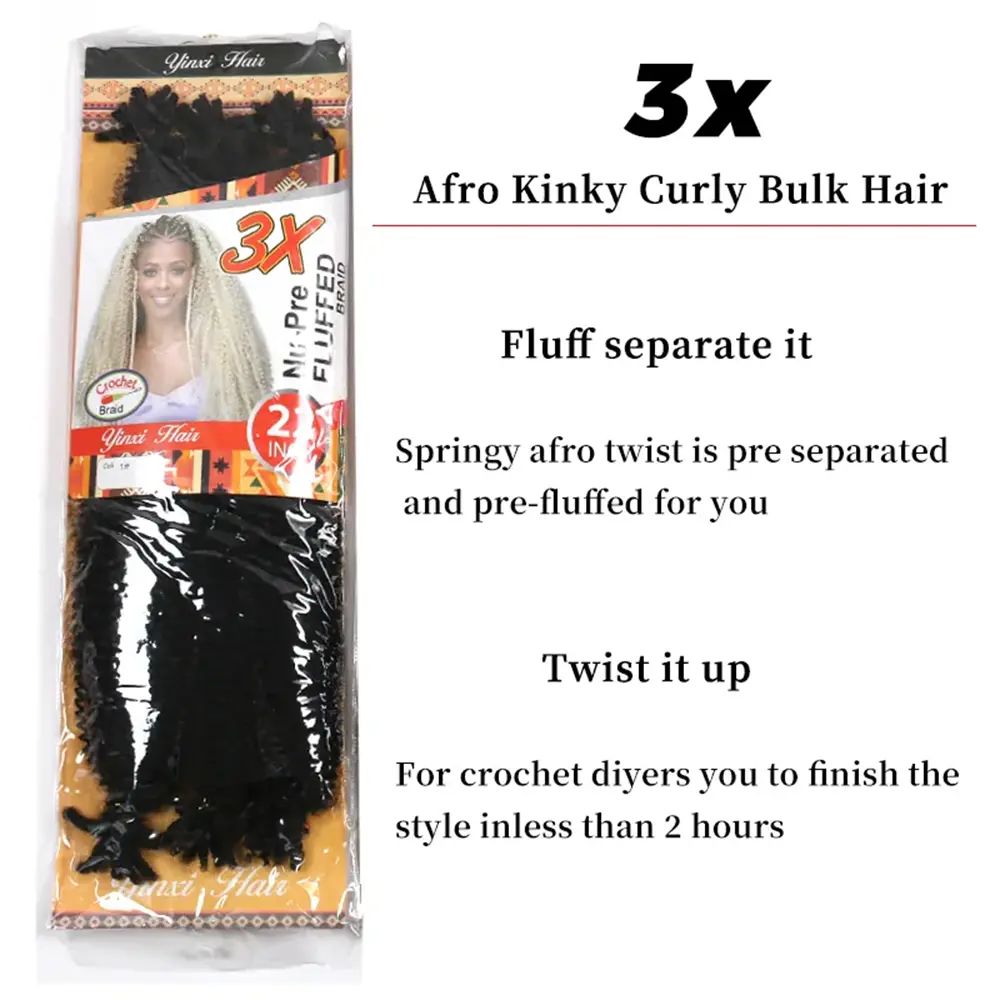 3 Packs Soft Spring Afro Twist Hair 22 Inch Marley Crochet Braiding Hair Pre-Separated Synthetic Hair Extension For Black Women