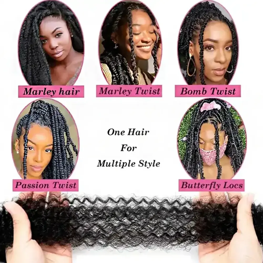 3 Packs Soft Spring Afro Twist Hair 22 Inch Marley Crochet Braiding Hair Pre-Separated Synthetic Hair Extension For Black Women