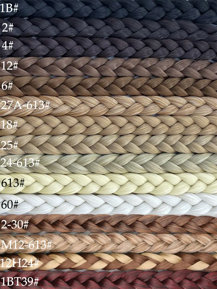 34inches Synthetic Long Braided Ponytail Hair Extensions for Women Black Brown Pony Tail with Hair Rope High Temperature Fiber