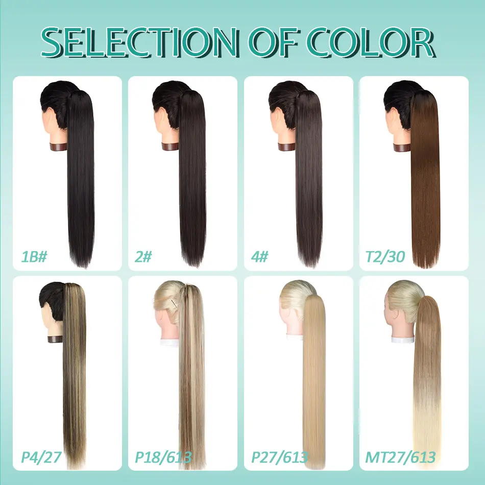 Synthetic Long Straight Ponytail Drawstring Pony Tail 32inch Clip In Hair Extensions for Women Heat Resistant Fake Hair BOOMING