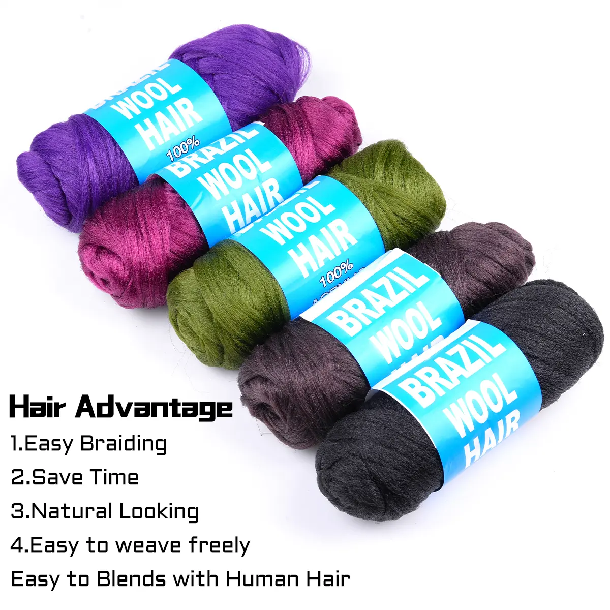 Brazilian Wool Hair Synthetic Crochet Hair Extensions for Women African Hair Yarn for Braiding Senegalese Twist Fake Hair