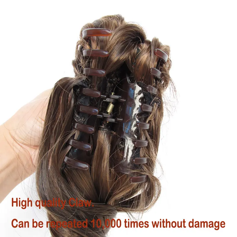 Jeedou Short Wavy Ponytail Hair Extensions for Women Synthetic Claw Ponytails Brown Black Color Women's Hairpieces