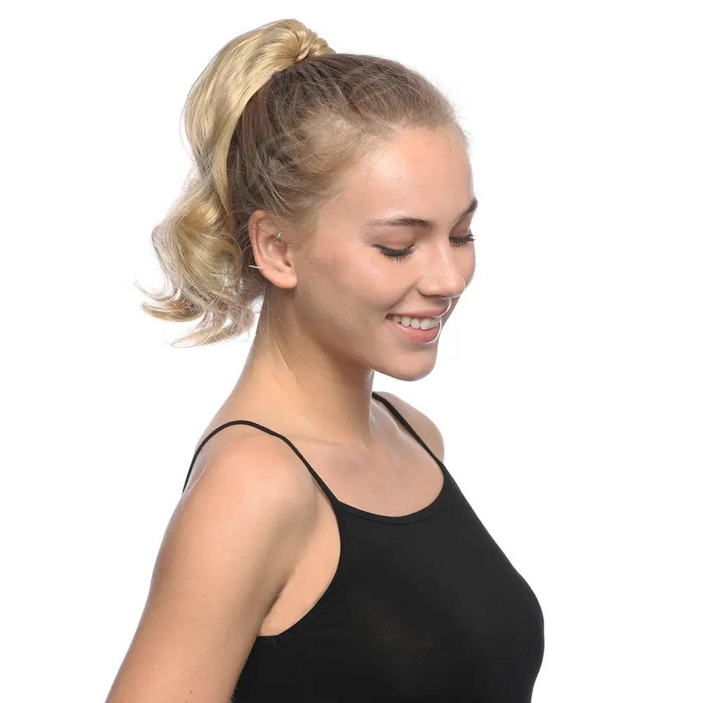 Jeedou Short Wavy Ponytail Hair Extensions for Women Synthetic Claw Ponytails Brown Black Color Women's Hairpieces