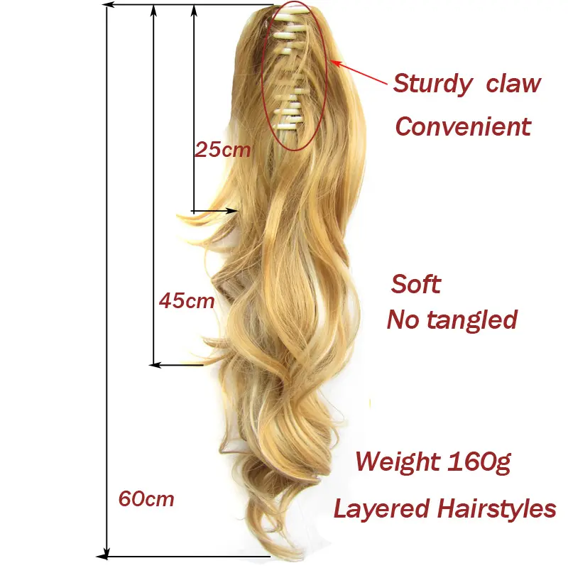 Jeedou Short Wavy Ponytail Hair Extensions for Women Synthetic Claw Ponytails Brown Black Color Women's Hairpieces