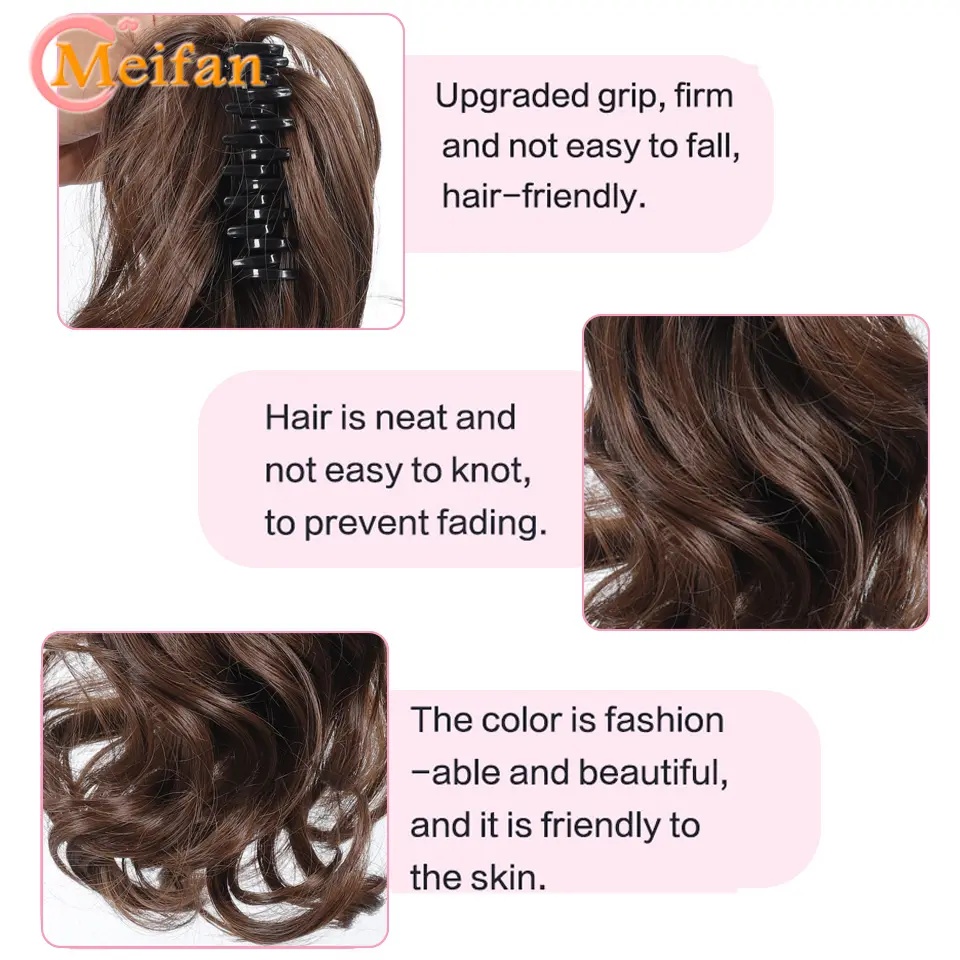 Ponytail Extension Synthetic Long Claw Curly Ponytail Mixed Blonde Clip in Hair Extension Natural Looking Hairpiece for Women