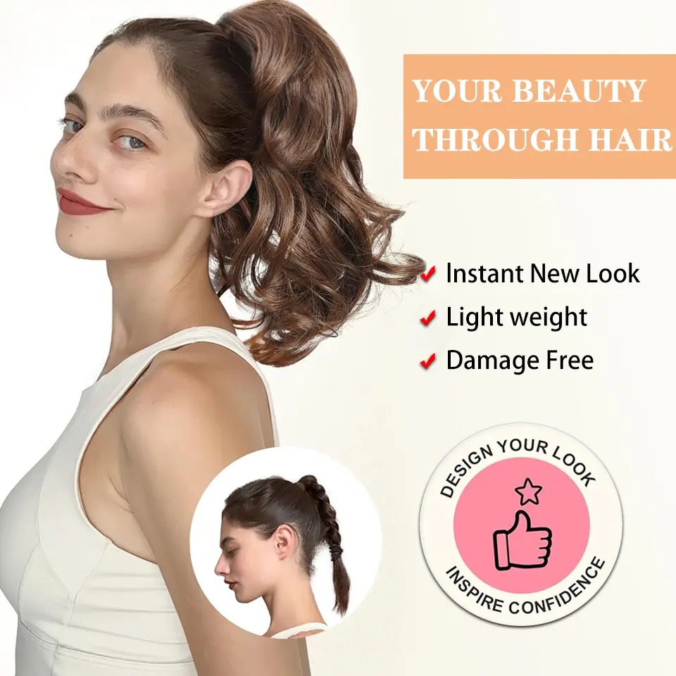 Ponytail Extension Synthetic Long Claw Curly Ponytail Mixed Blonde Clip in Hair Extension Natural Looking Hairpiece for Women