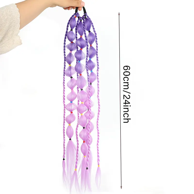 LUPU Synthetic Bubble Ponytail Colored Hair Extensions for Kids Women Festival Rave Ombre Crazy Hair Day Accessories Girls