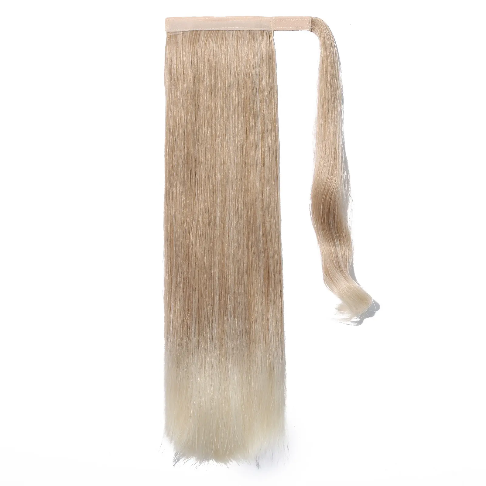 Blonde Platinum Ombre Straight Synthetic Ponytail Long Straight Hair Extensions Ponytail With 3 Clips 24 Inch Ponytail for Women
