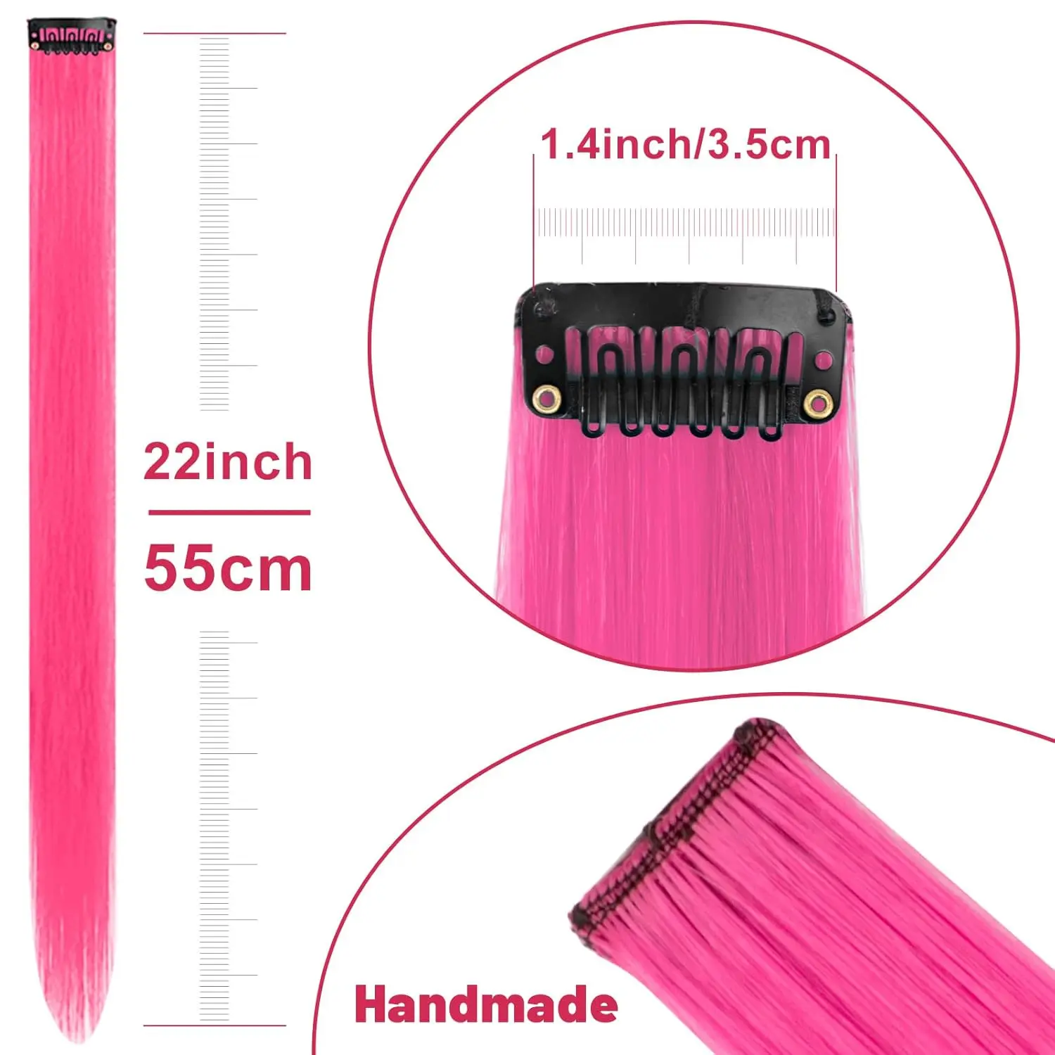 Synthetic 5PC Colored Hair Extensions 22Inch Straight Clip in Christmas Extension Rainbow Party Highlights Hairpiece for Girls