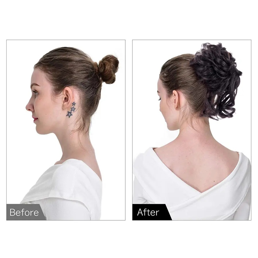 Synthetic Hair Bun Messy Scrunchy Donut Wavy Chignon Elastic Scrunchie Hair Pieces Bridal Hairpiece Easy Bun Updos Women Girls