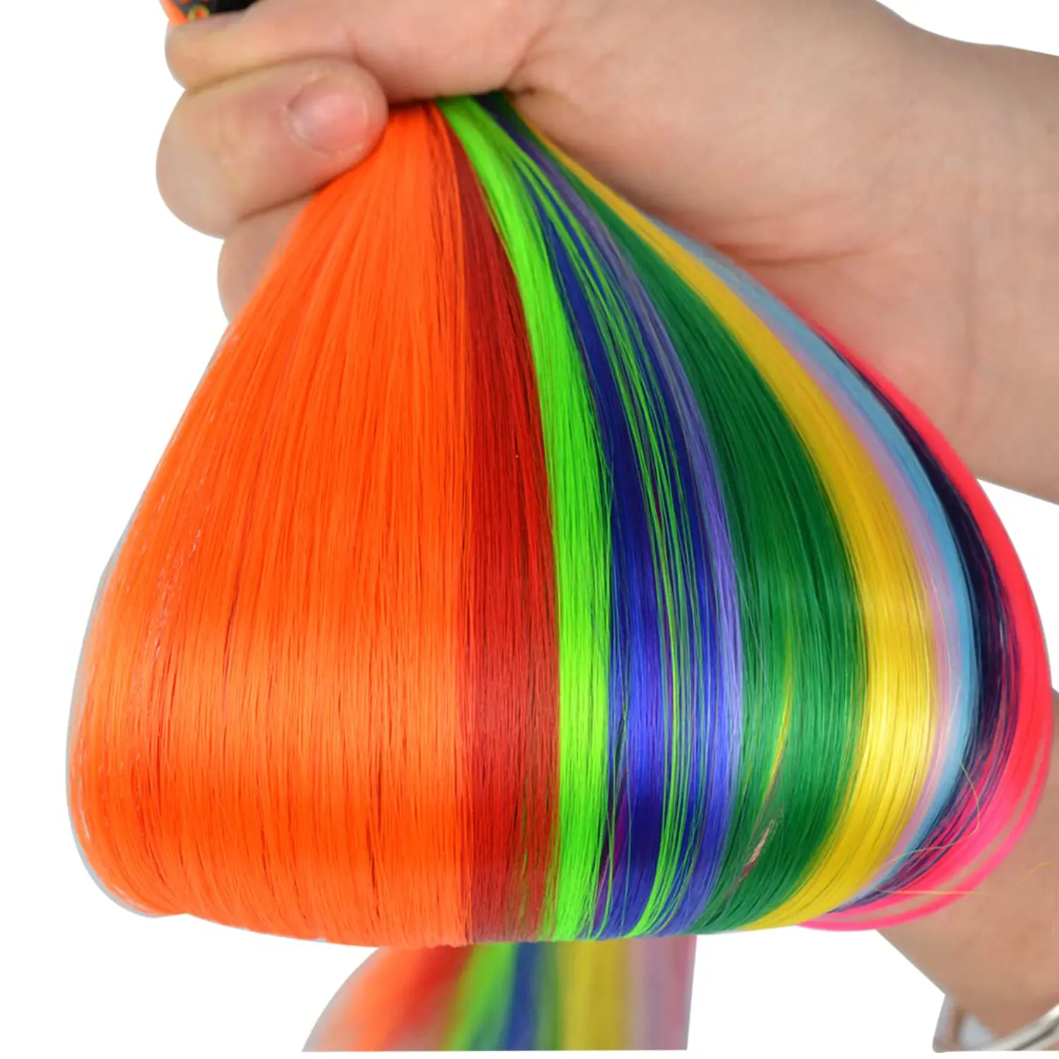Hair Extensions Clip in 22 Inch Colored Hair Extensions Party Highlights Long Straight Synthetic Hairpieces for Women Kids Girls