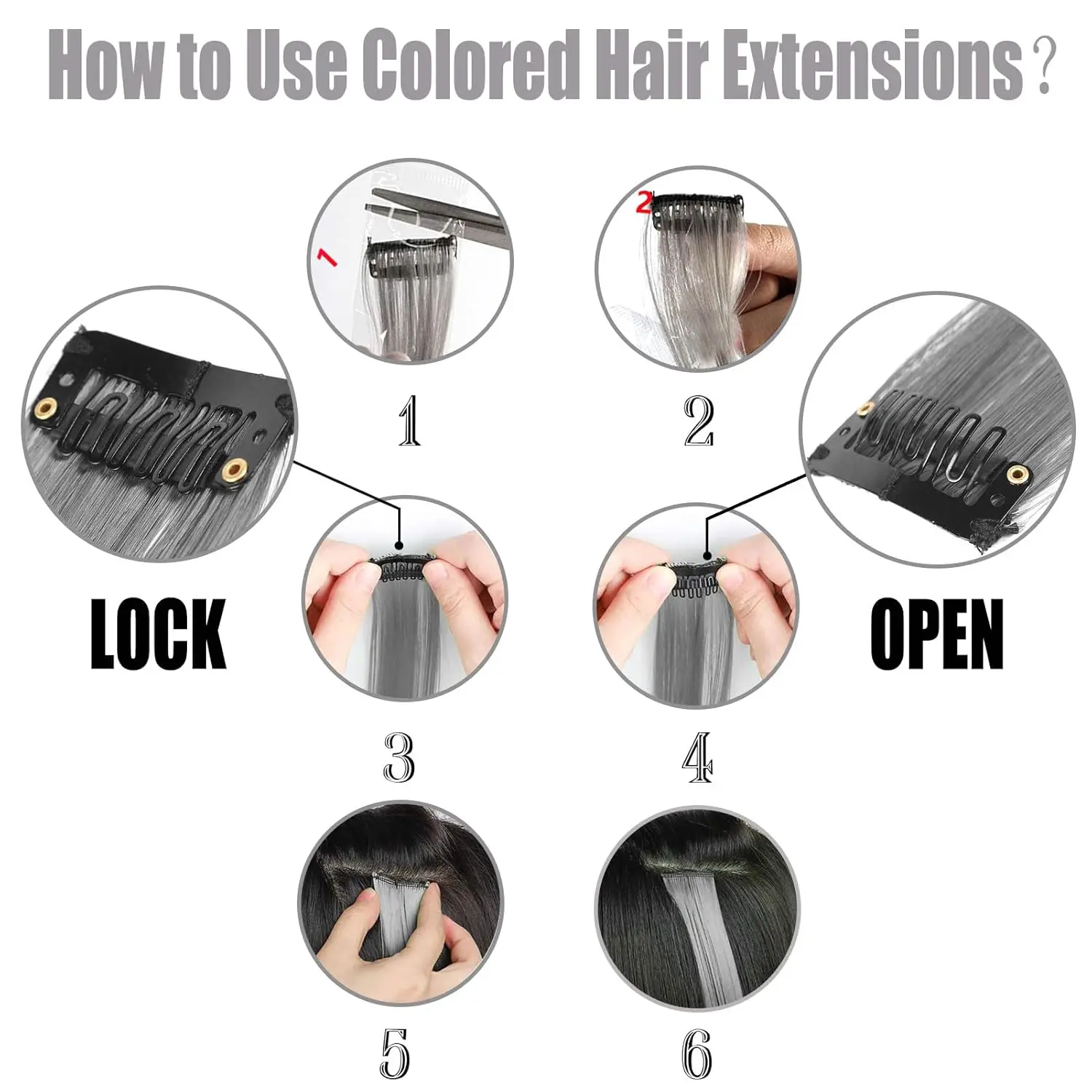 Hair Extensions Clip in 22 Inch Colored Hair Extensions Party Highlights Long Straight Synthetic Hairpieces for Women Kids Girls
