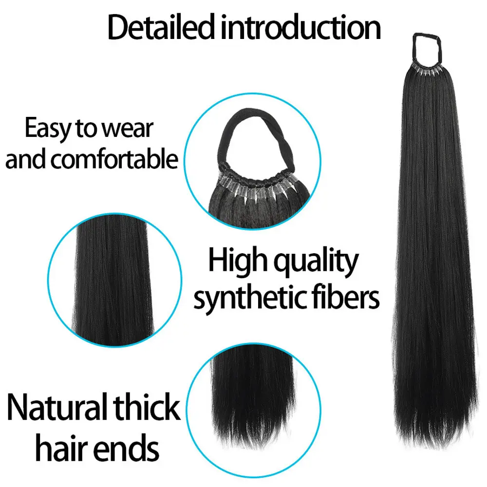 Synthetic Ponytail Extension Pony Tail With Hair Tie Long Straight Braiding Hair Ponytail DIY Braided For Women Daily Life