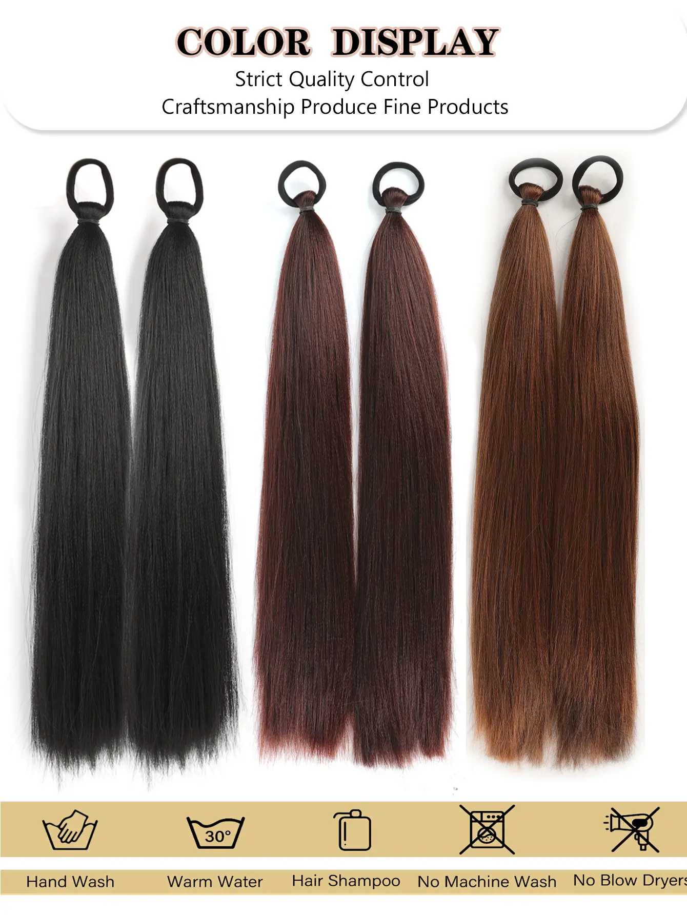 2-Pack Synthetic Long Straight Ponytail Hair Extensions For Women High Temperature Fiber Hair Accessories
