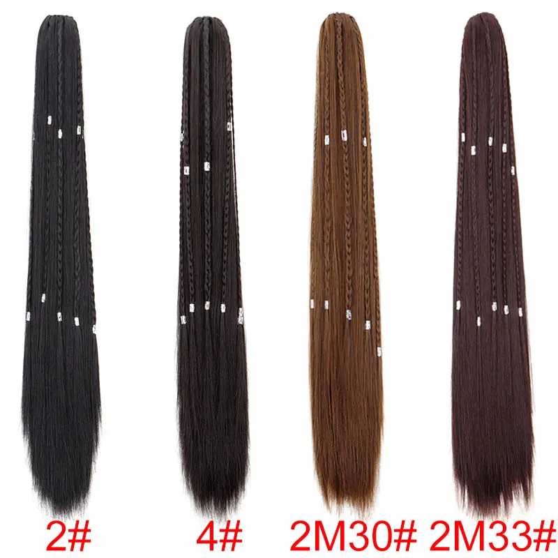 Synthetic 22Inch Long Straight Ponytail Claw Clip-on Braid Fake Hair Extension Heat Resistant Hairpiece for Women