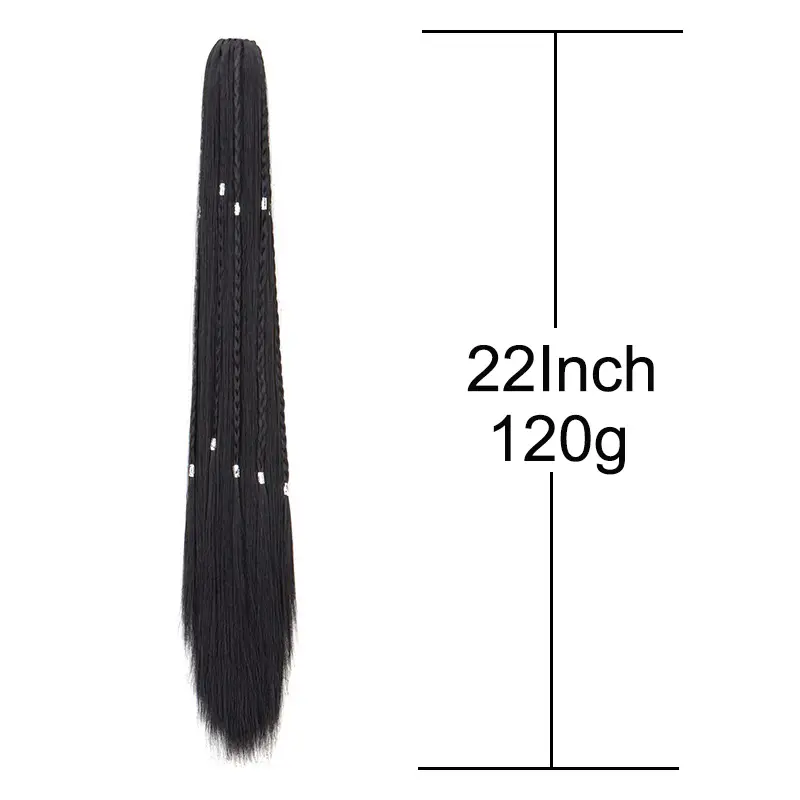 Synthetic 22Inch Long Straight Ponytail Claw Clip-on Braid Fake Hair Extension Heat Resistant Hairpiece for Women