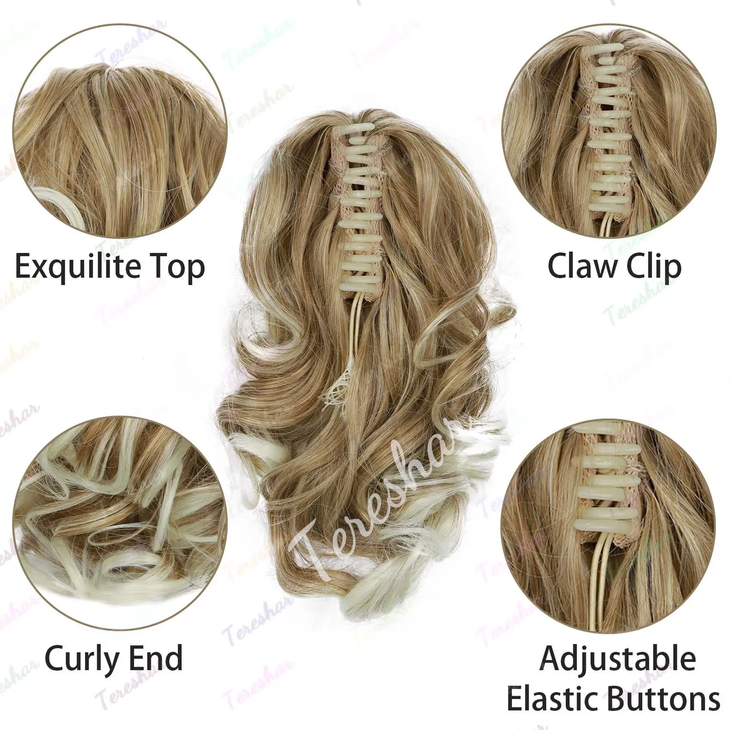 Synthetic Short Curly Ponytail Extension Short Claw Clip Curly Pony Tail Extension Jaw Ponytail Hairpiece for Women Girls