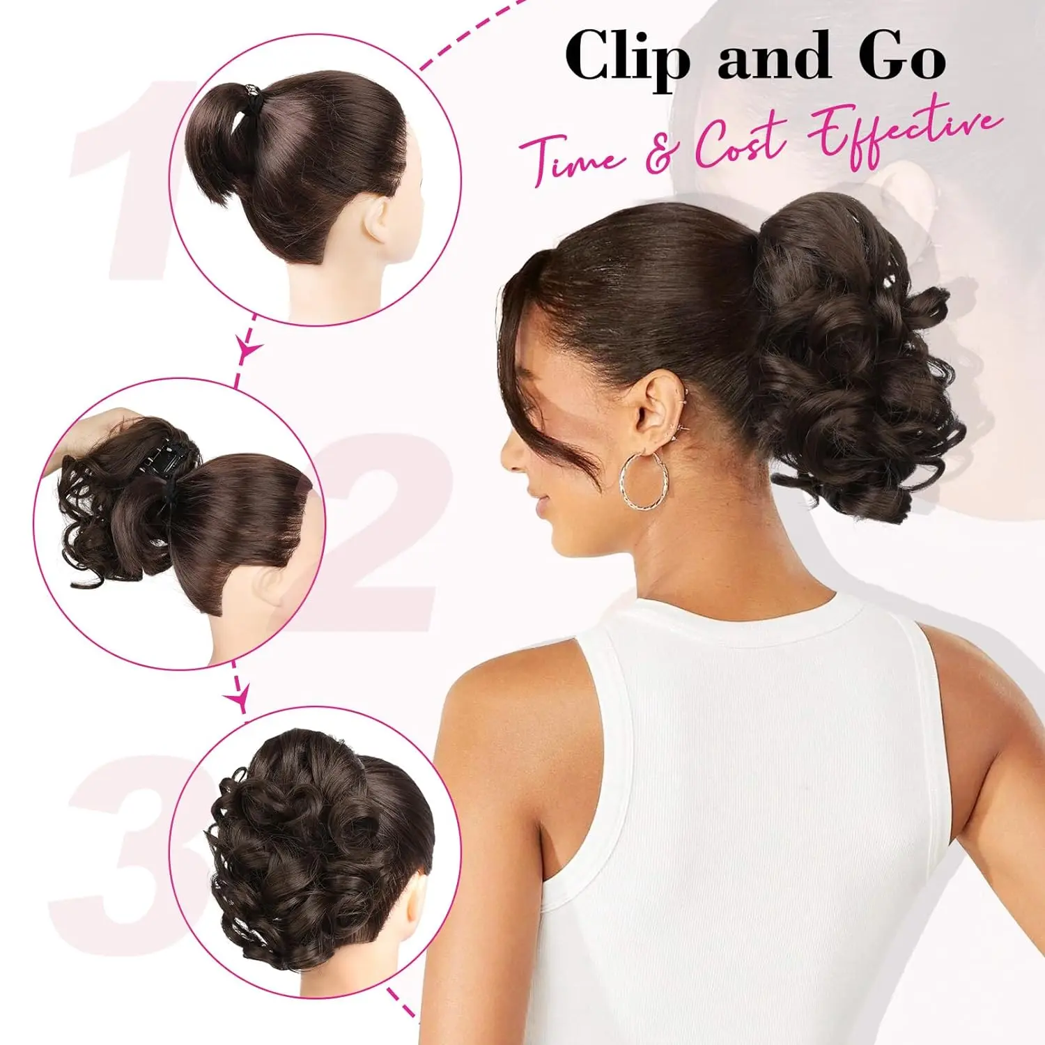 Synthetic Short Curly Ponytail Extension Short Claw Clip Curly Pony Tail Extension Jaw Ponytail Hairpiece for Women Girls