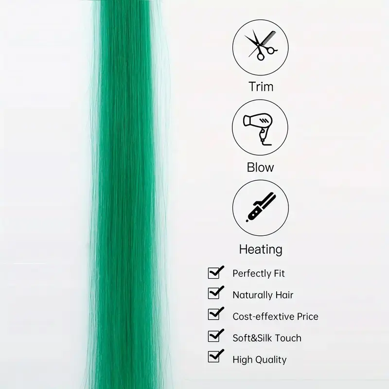 Synthetic 22Inch 5 Pcs/Pack Ombre Colors Hair Extensions Clip In Rainbow Hairpiece Heat Resistant  Hair for Women