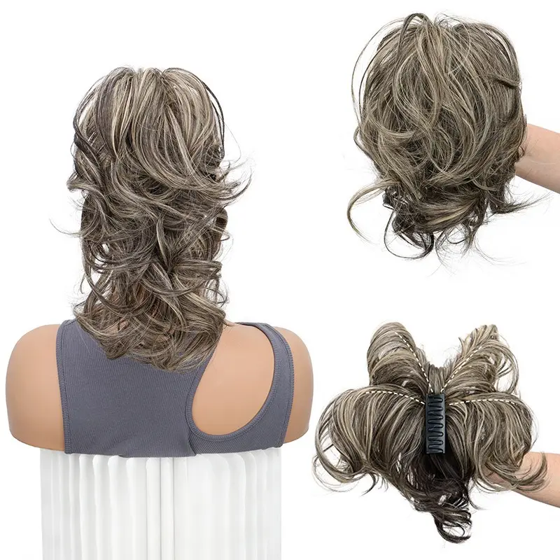 Synthetic 12Inch Short Curly Claw Clip Ponytail Braids Extensions In Hair Elegant for Women Hair Accessories