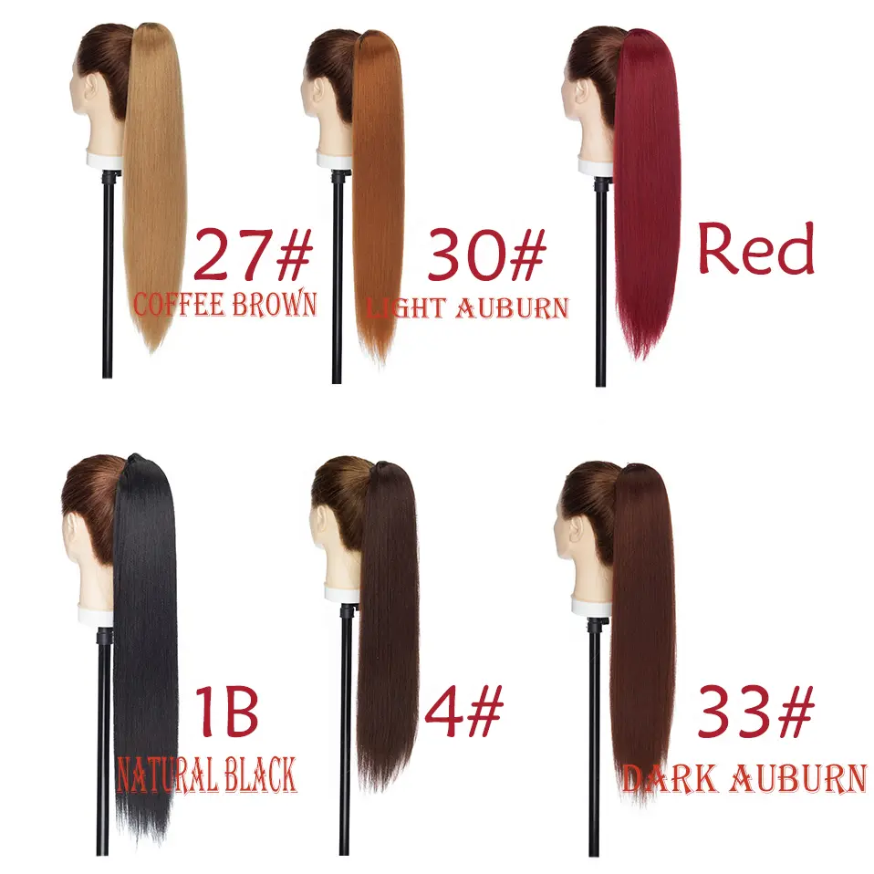 Benehair 22inch Yaki Ponytail Synthetic Long Straight Hair Extension Drawstring Fluffy Ponytail Clip In Hair Extension For Women
