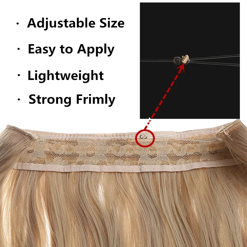 SARLA Synthetic No Clip Hair Extension Ombre Natural Fake False Long Straight Hairpiece Blonde Hair For Women