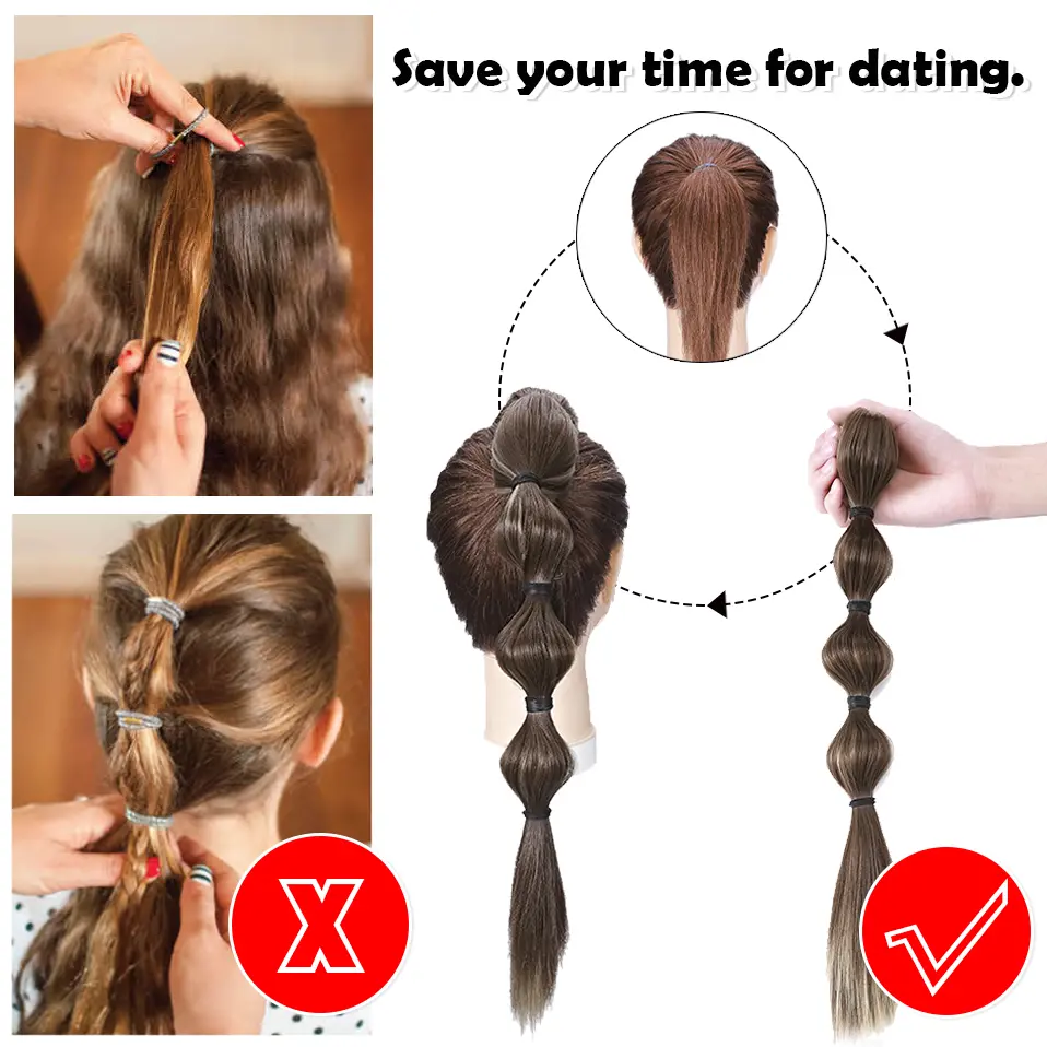 S-noilite Synthetic 18inch Bubble Claw On Ponytail Extension Long Straight Fashionable Hairpiece Hair Accessories For Women